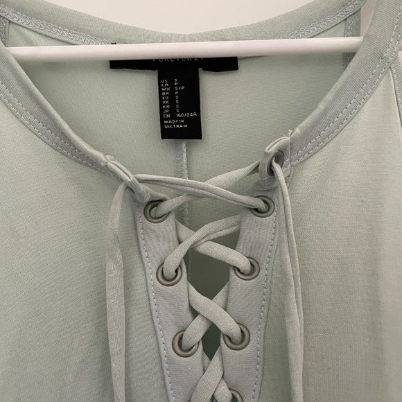 Forever 21 Light Blue Criss Cross Lace Up Halter Tank Top - Picture 2 of 2